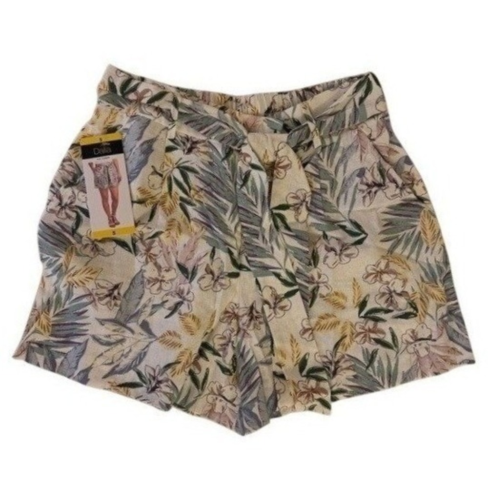 Dalia Shorts Womens S D5431-E2876S Linen Blend Tropical Floral Paperbag NEW
